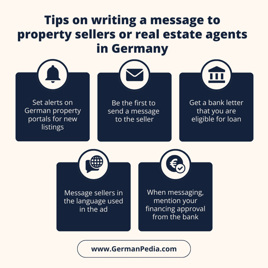 Tips on writing a message to property sellers or real estate agents in Germany