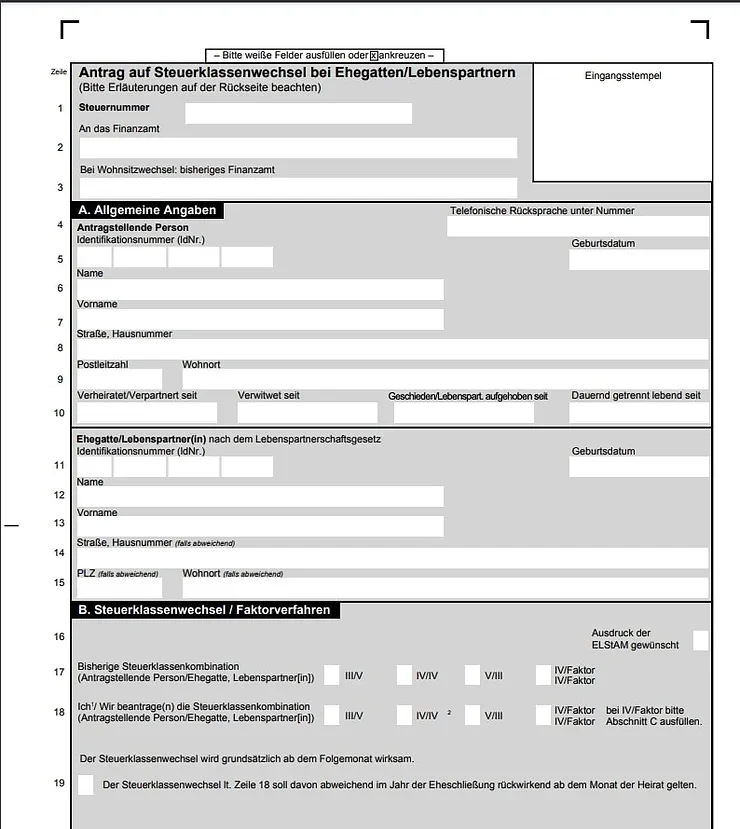 German tax class change form
