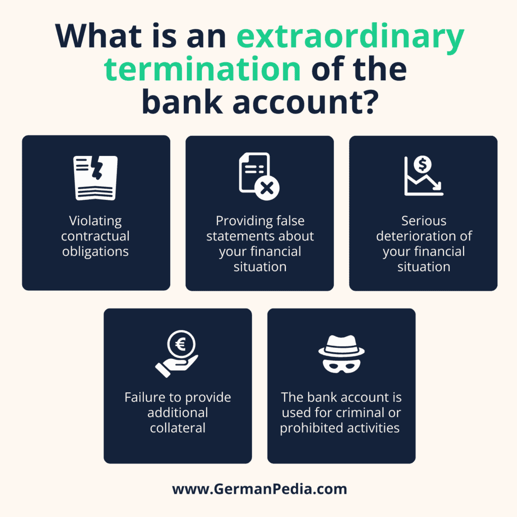 What is an extraordinary termination of the bank account
