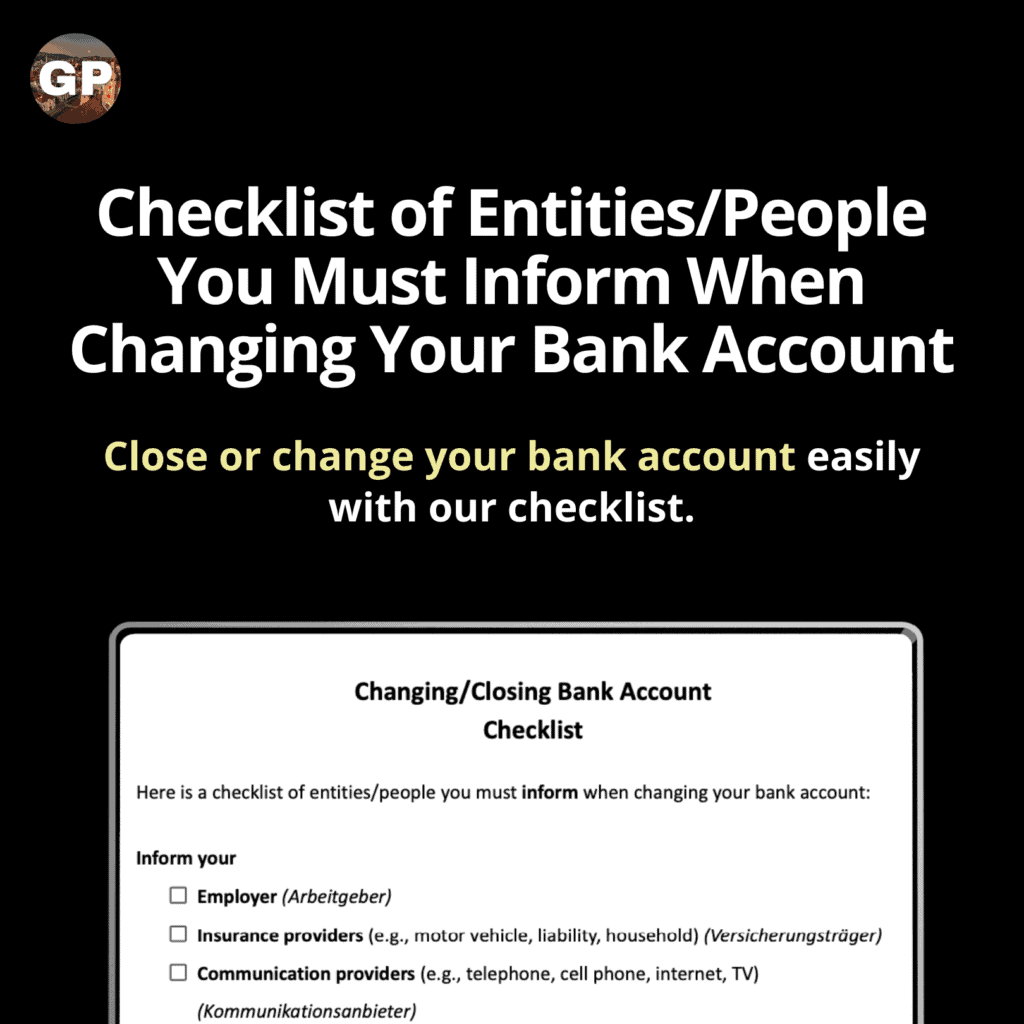 checklist closing bank account germany