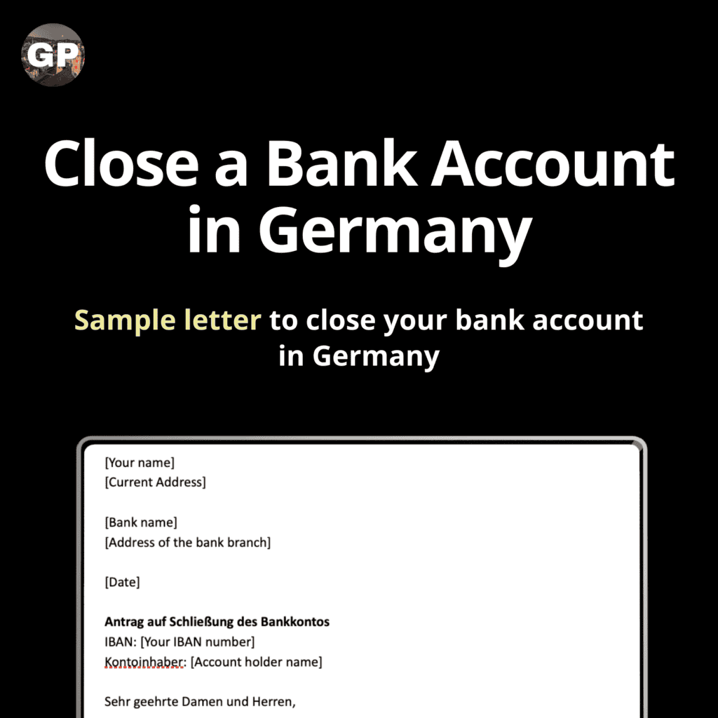 sample letter to close a bank account in Germany