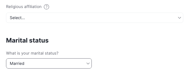 Religious affiliation field