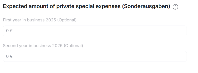 Special expenses field