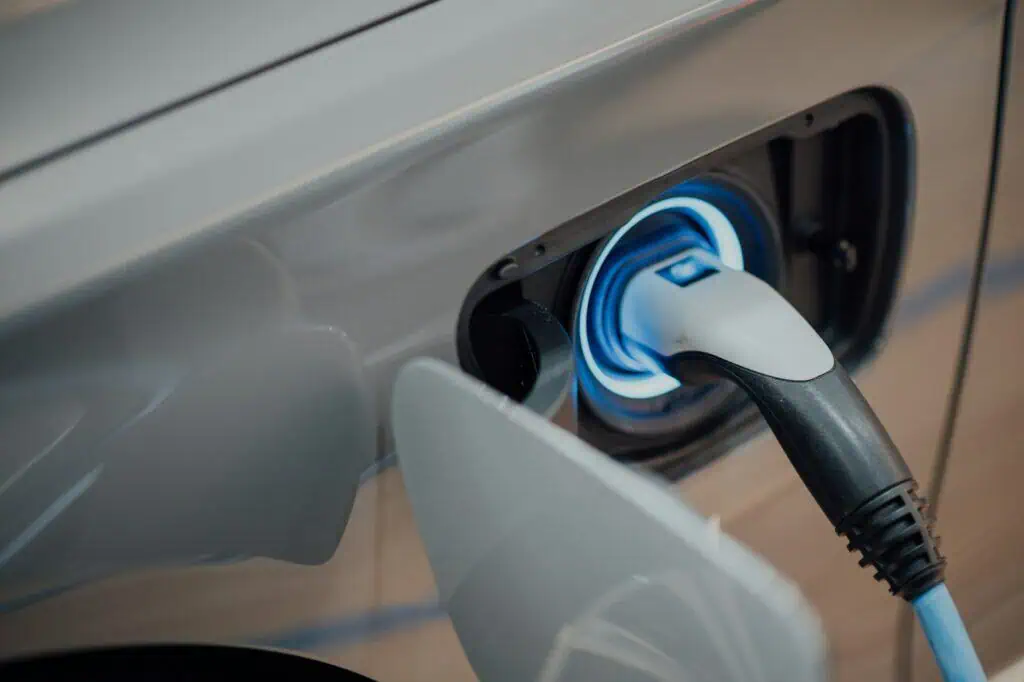 electric car at a charging station in Germany