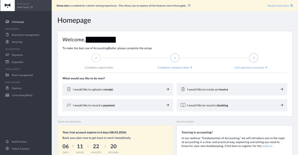 buchhaltungsbutler dashboard