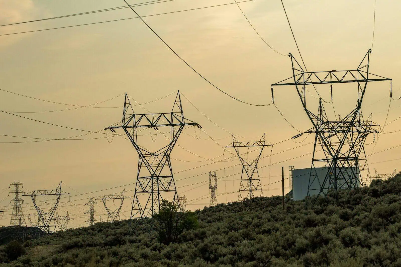 silhouette of electric utility post