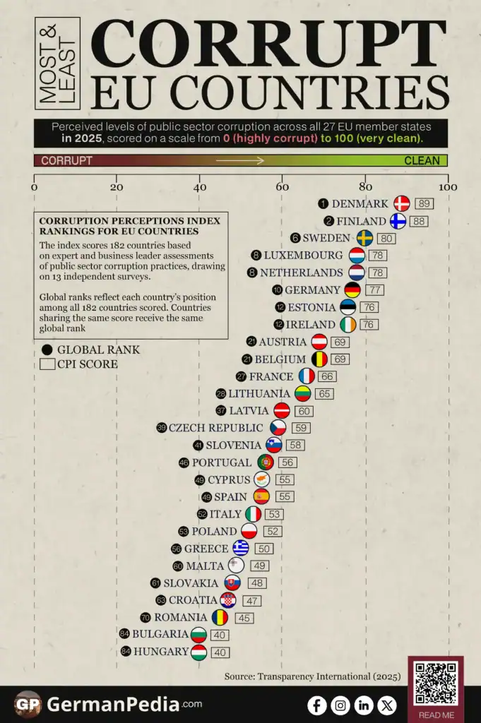 Most and Least Corrupt EU Countries